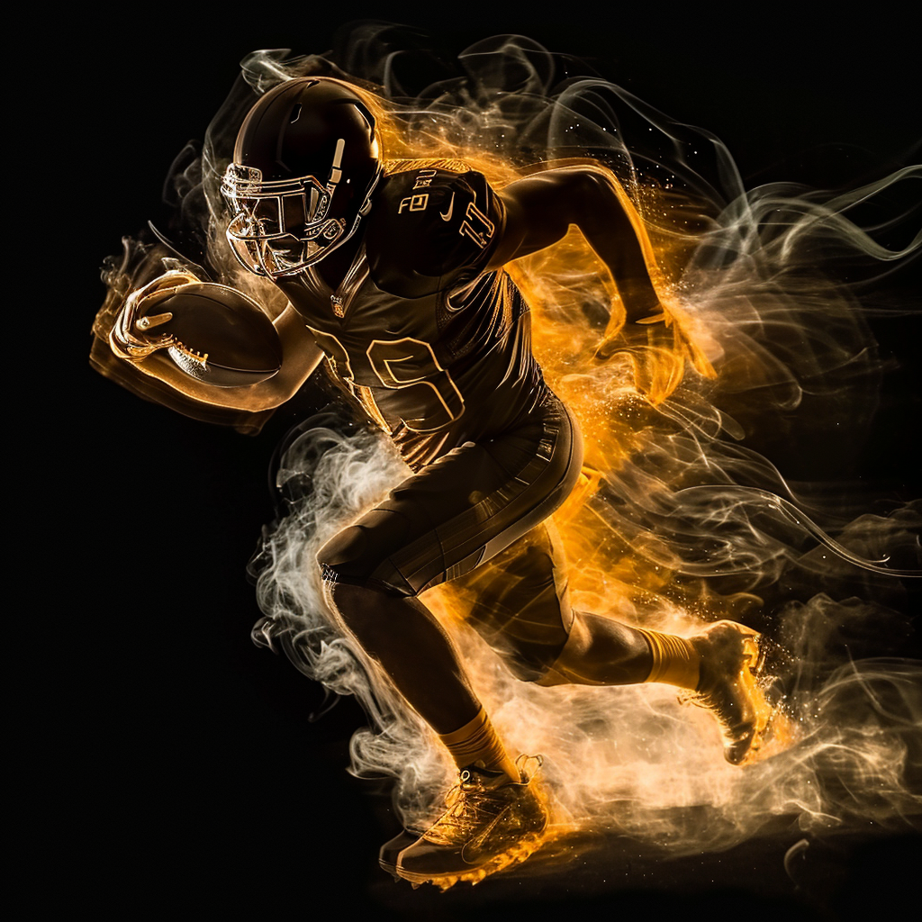 Dynamic football player studio shot with key light