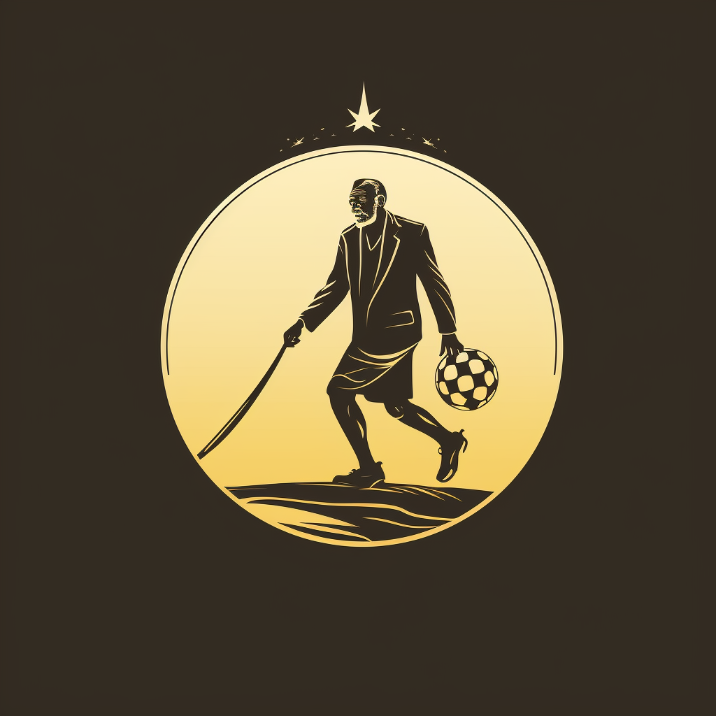 Illustration of an Old Man Kicking a Football