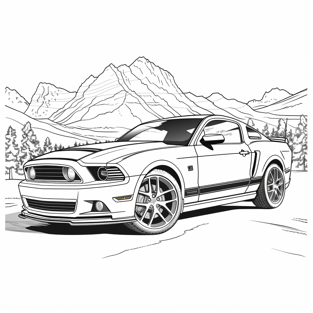 Coloring page of a Ford Mustang Boss 302