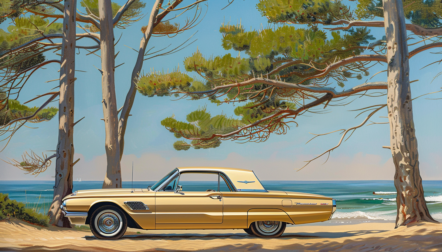 Vintage Ford Thunderbird on Beach