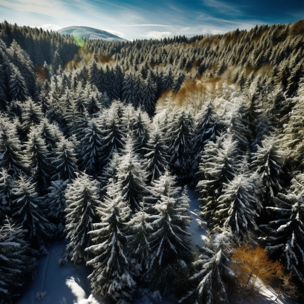 Forest Alpine Trees Snow Sunny Day