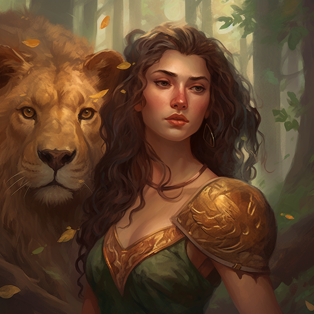 Forest creature princess lion magic card