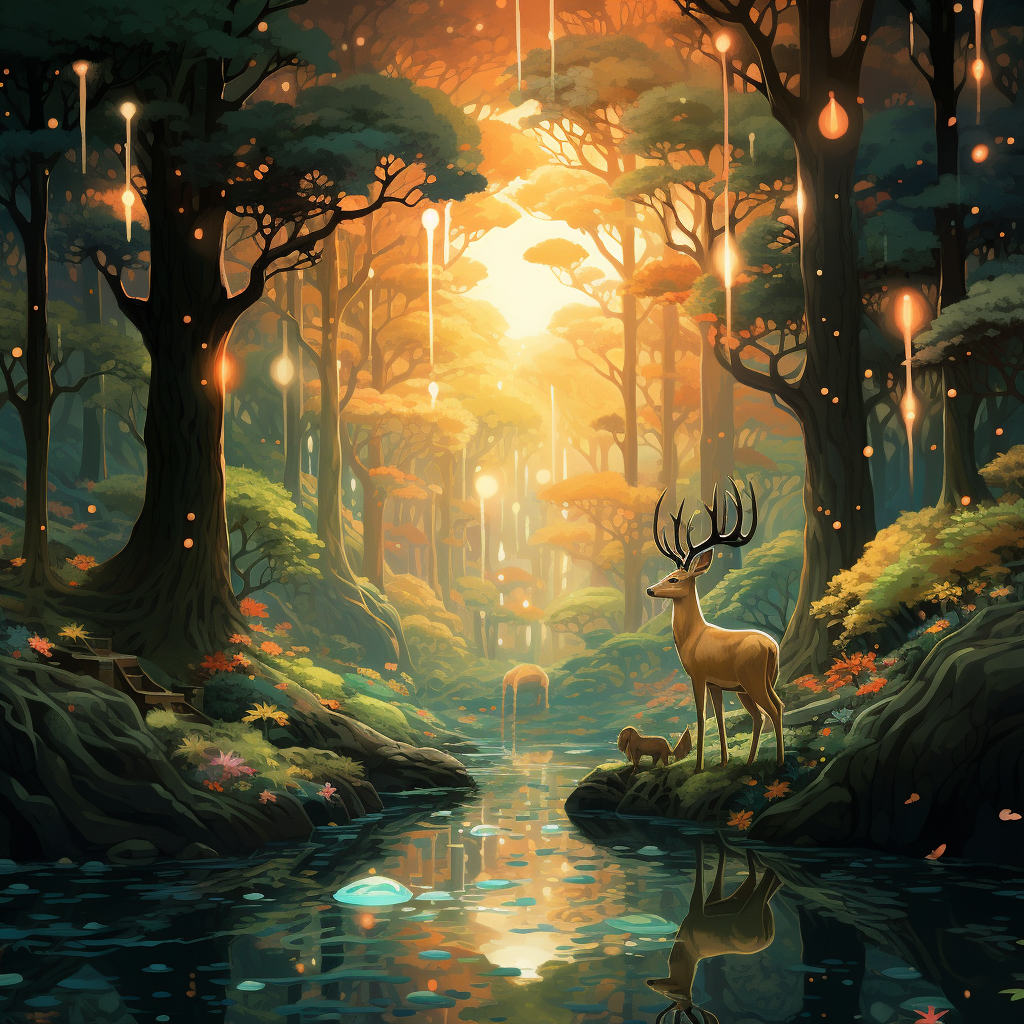 Serene forest dream scene