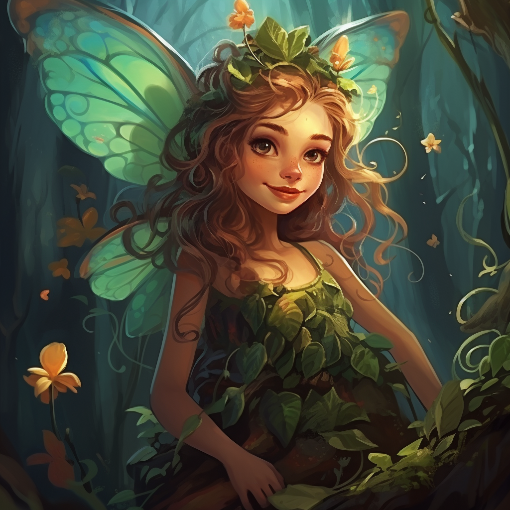 Cute forest fairy in cartoon style