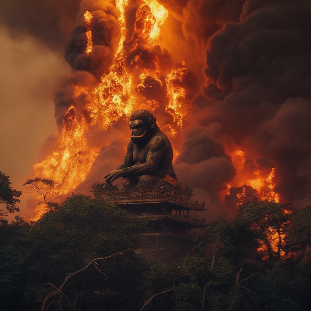 Image of Monkey God in Forest Fire