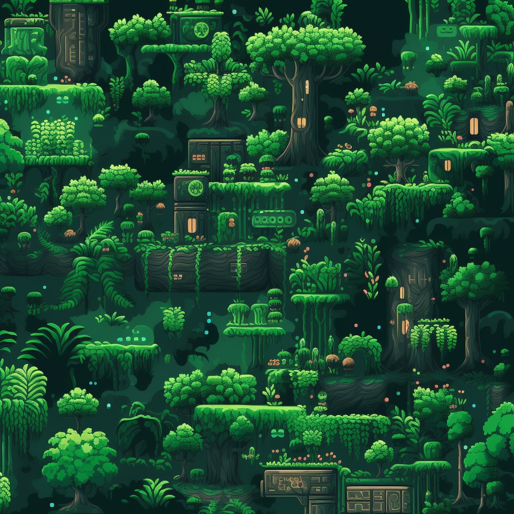 Forest game motifs pixel art background