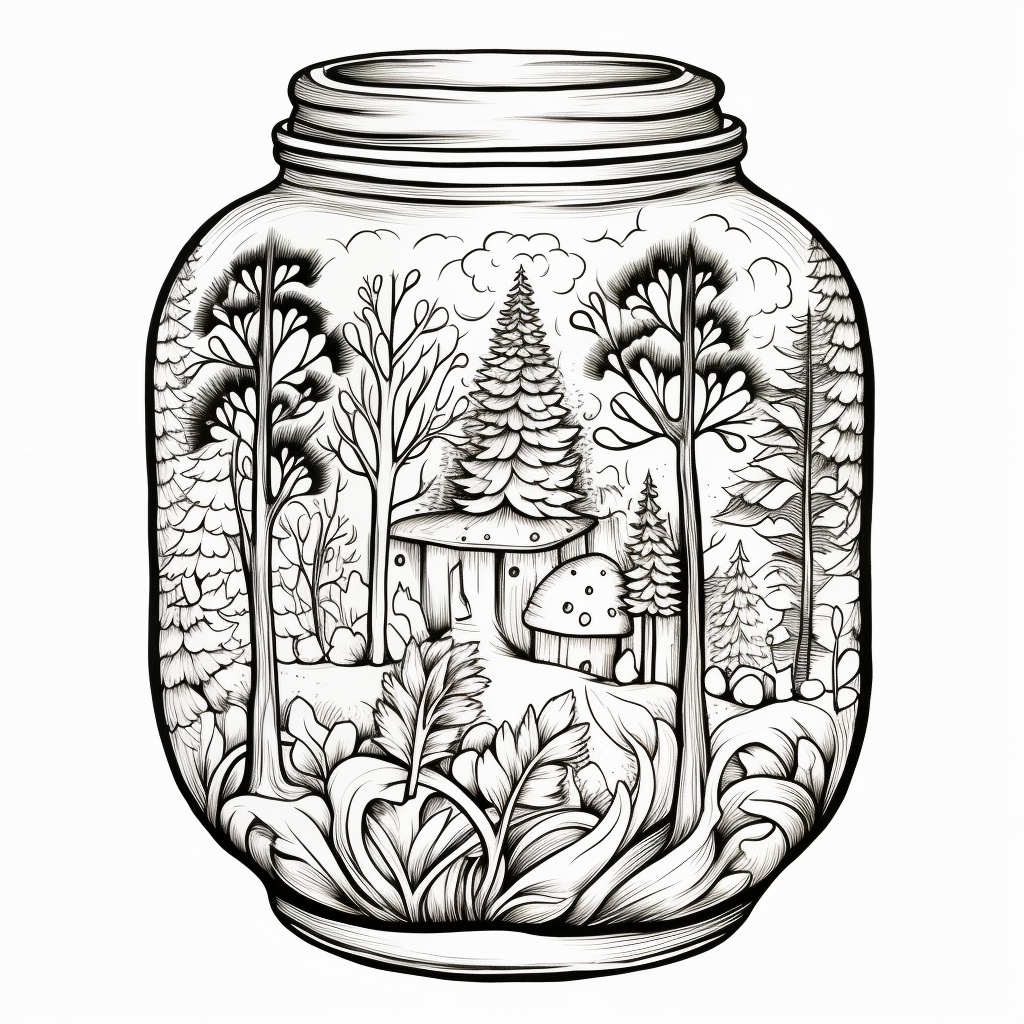 Forest in a Jar Coloring Page