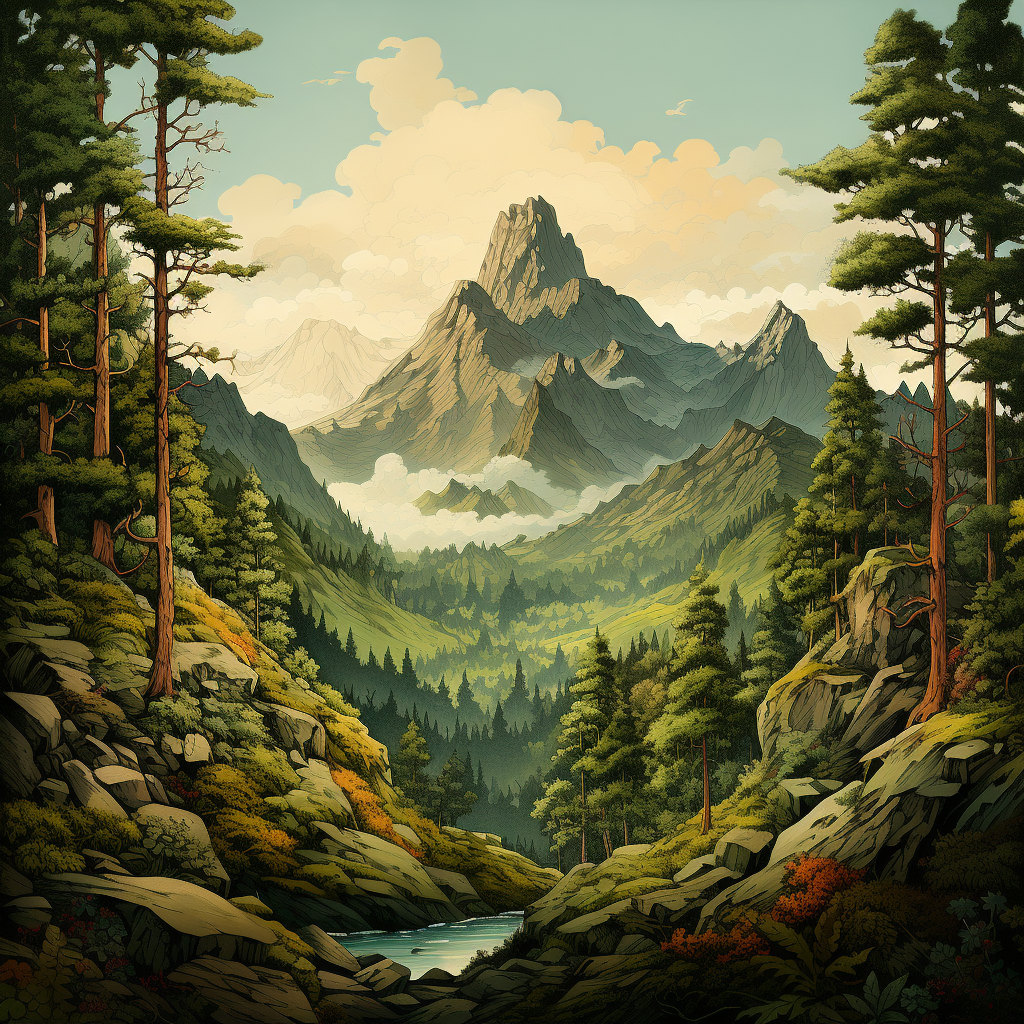 Forest mountain illustration