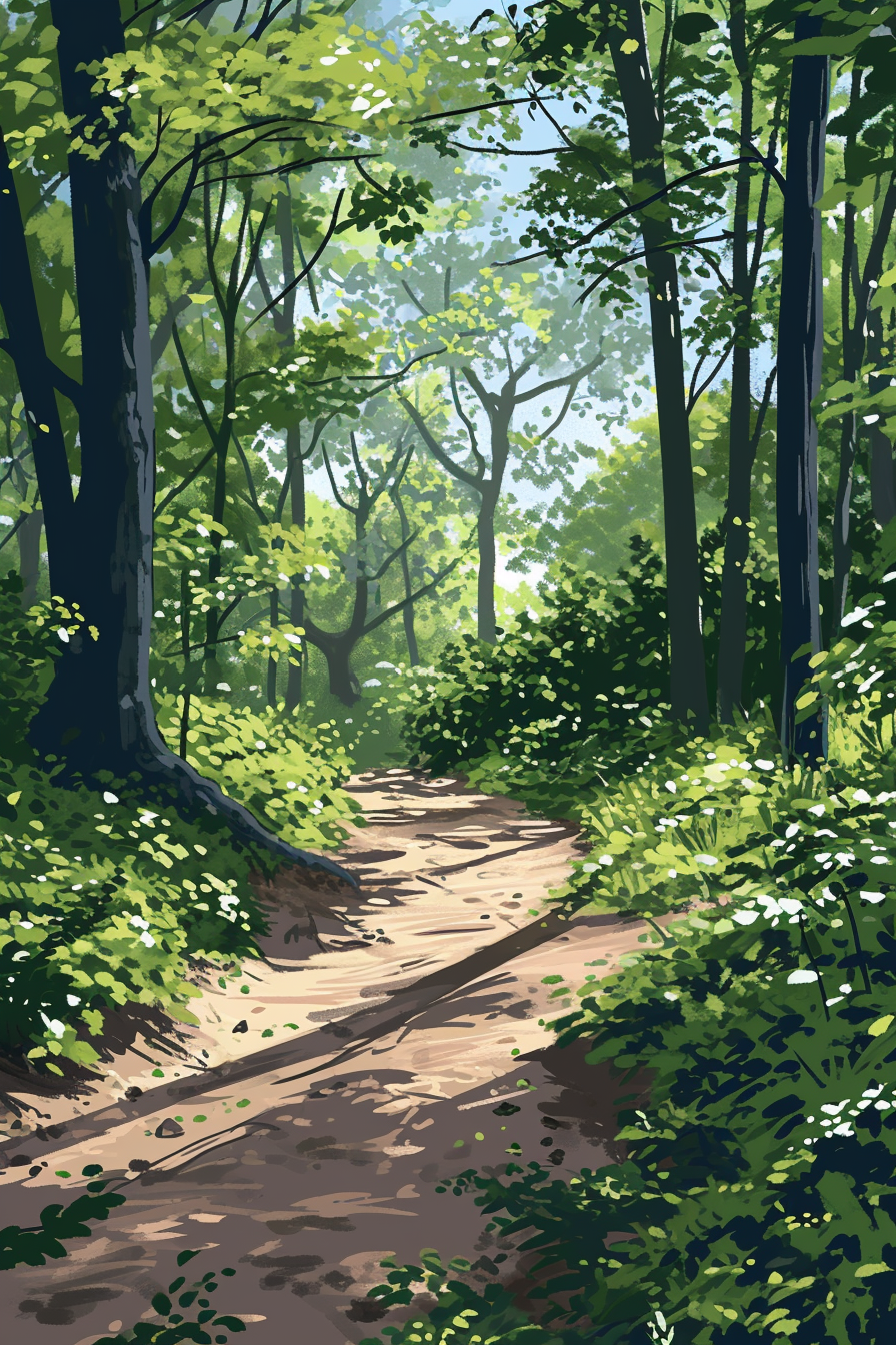 Forest Path Illustration in Penguin Books Style