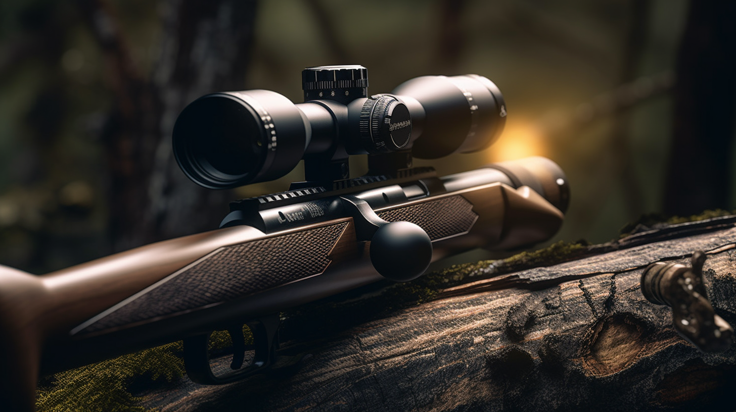 High-quality rifle scope in the forest