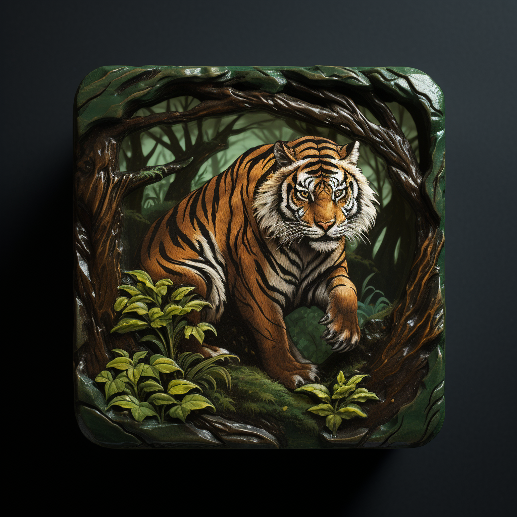 Exquisite forest tiger tile piece