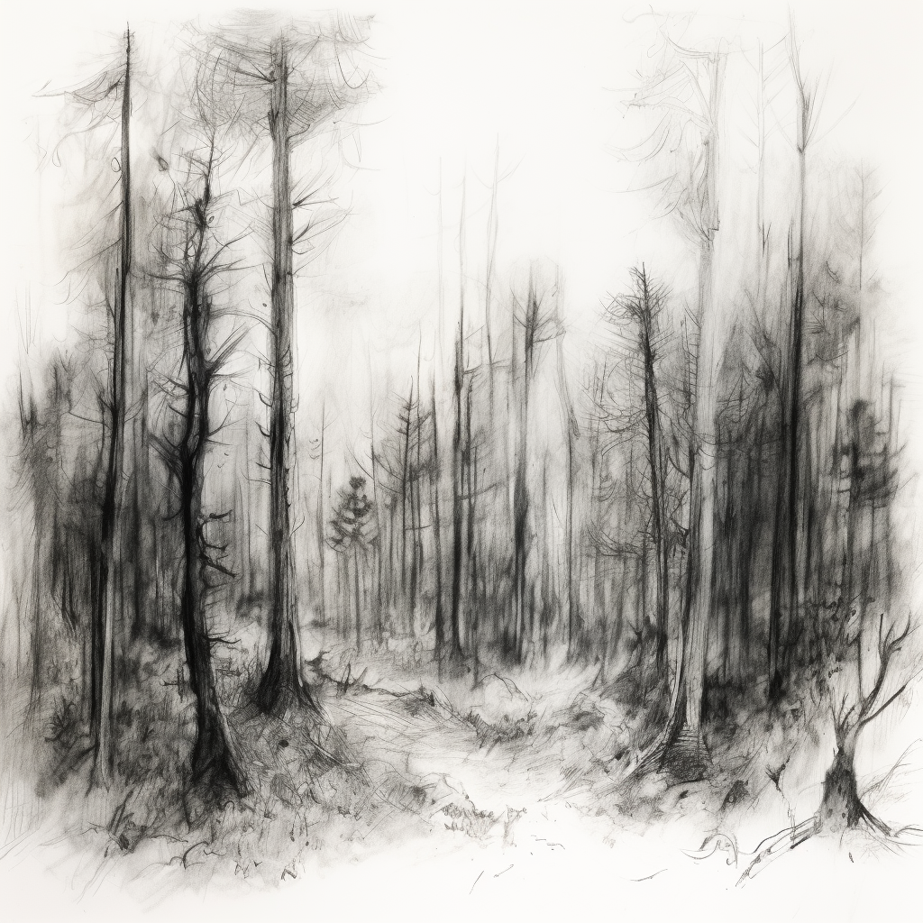 Hand-drawn forest sketch