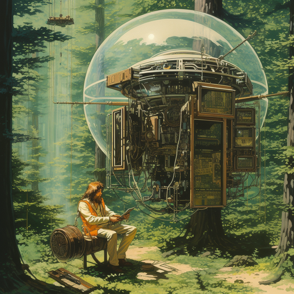 Forest Speaker Driver in 1970s Softcover Sci-Fi Style