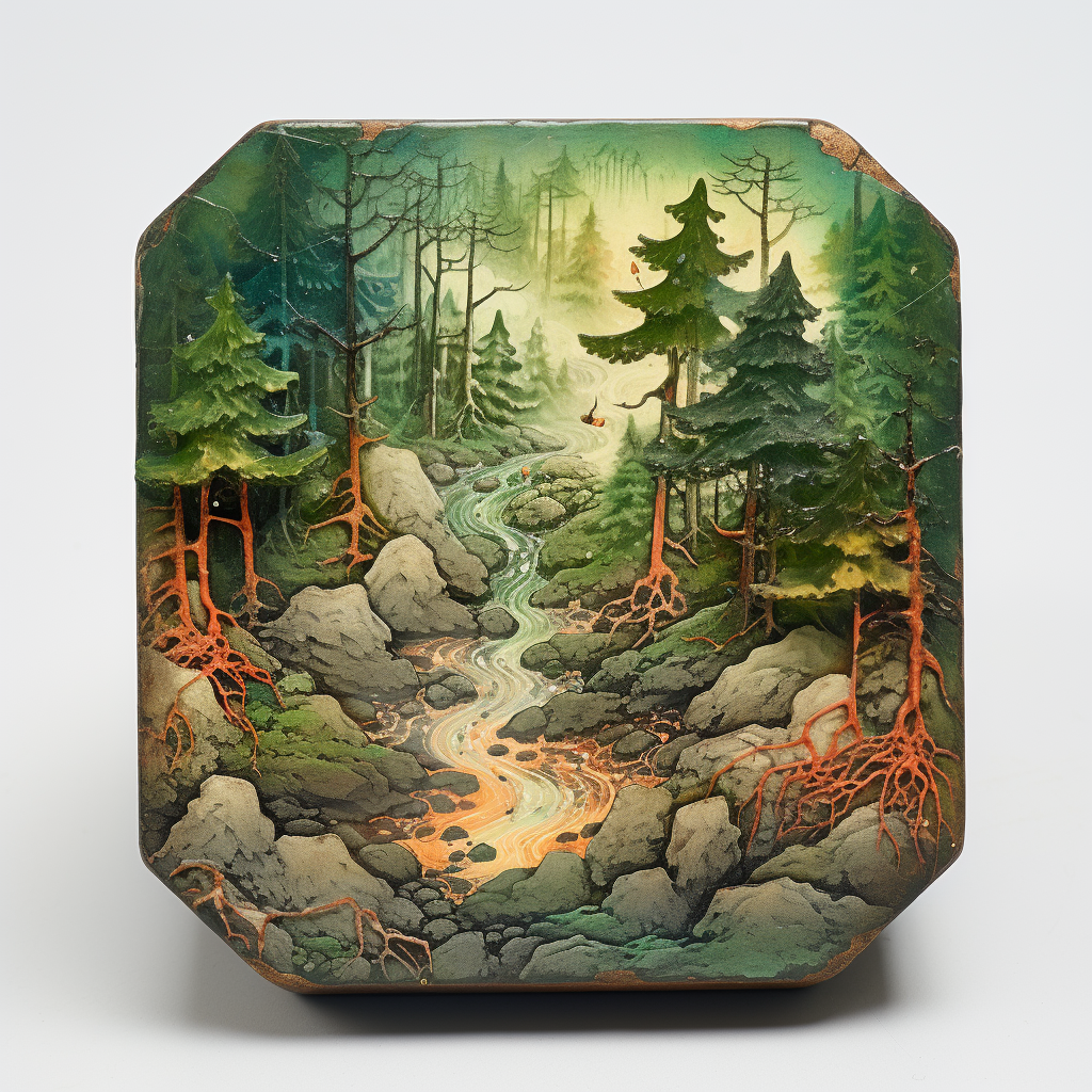 Colorful forest Tibetan game tile