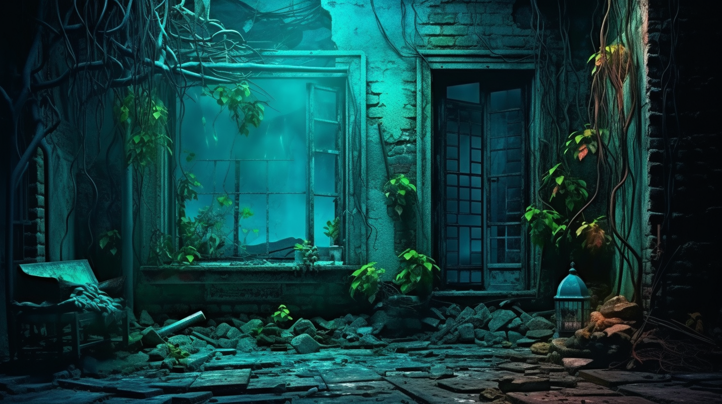 Vibrant teal forgotten scene photo