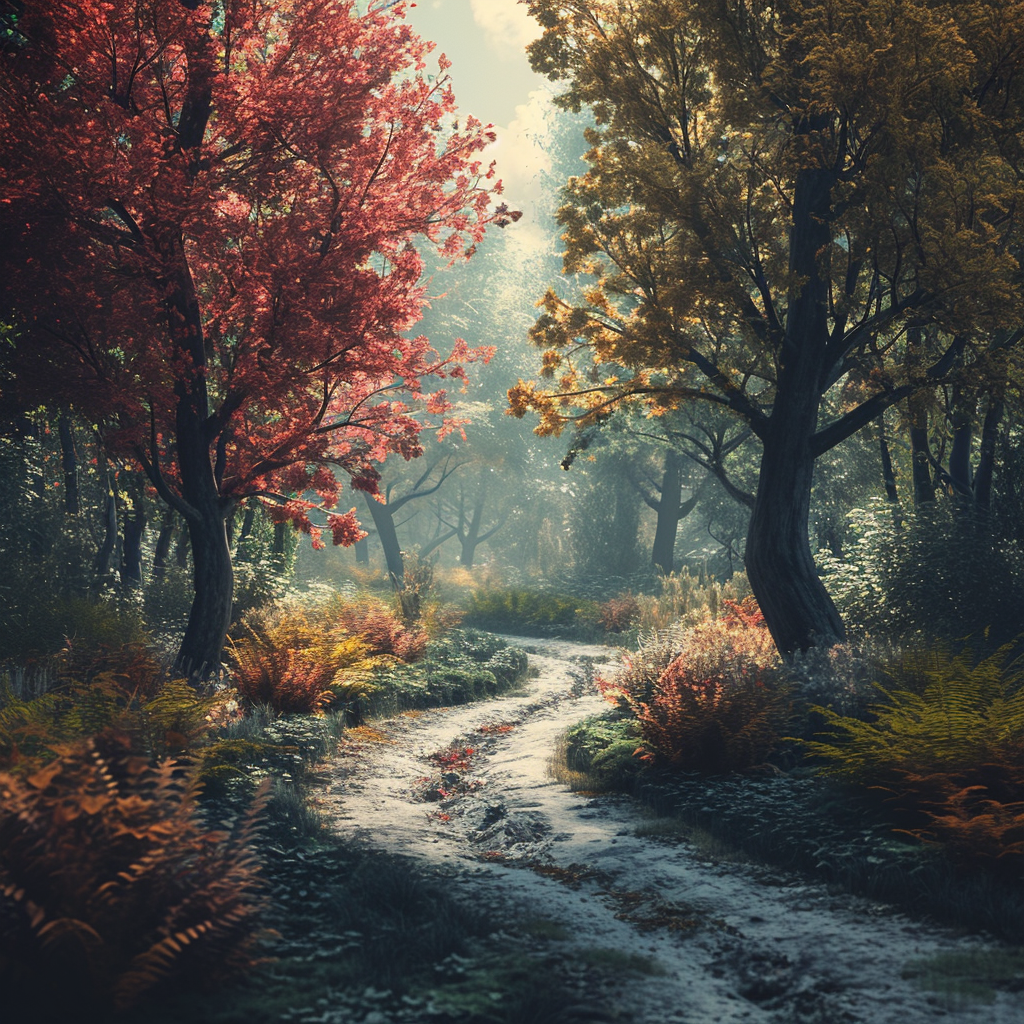 Forked road with bright and dark paths