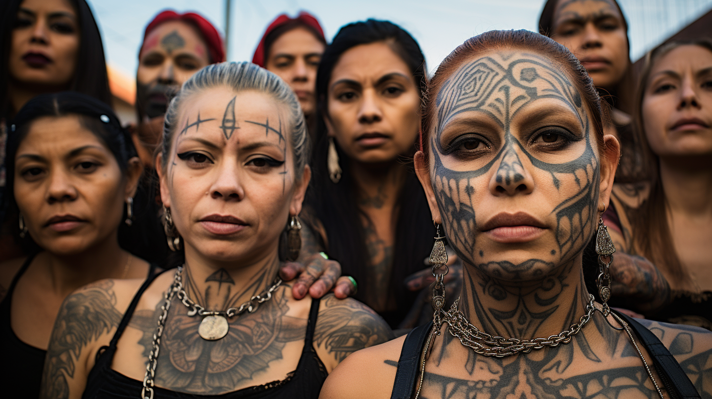 Tatooed women in Latin American prison