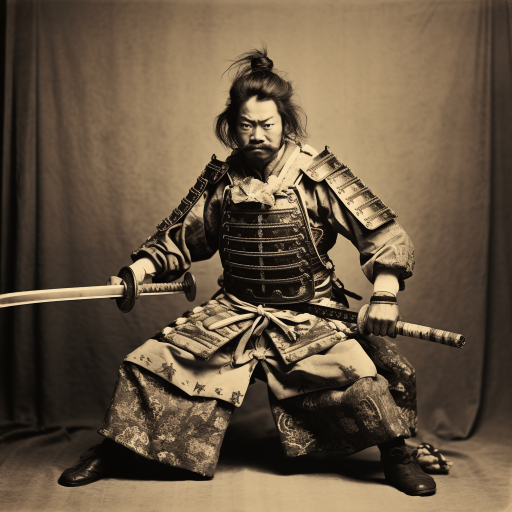 Powerful Samurai in Traditional Armor