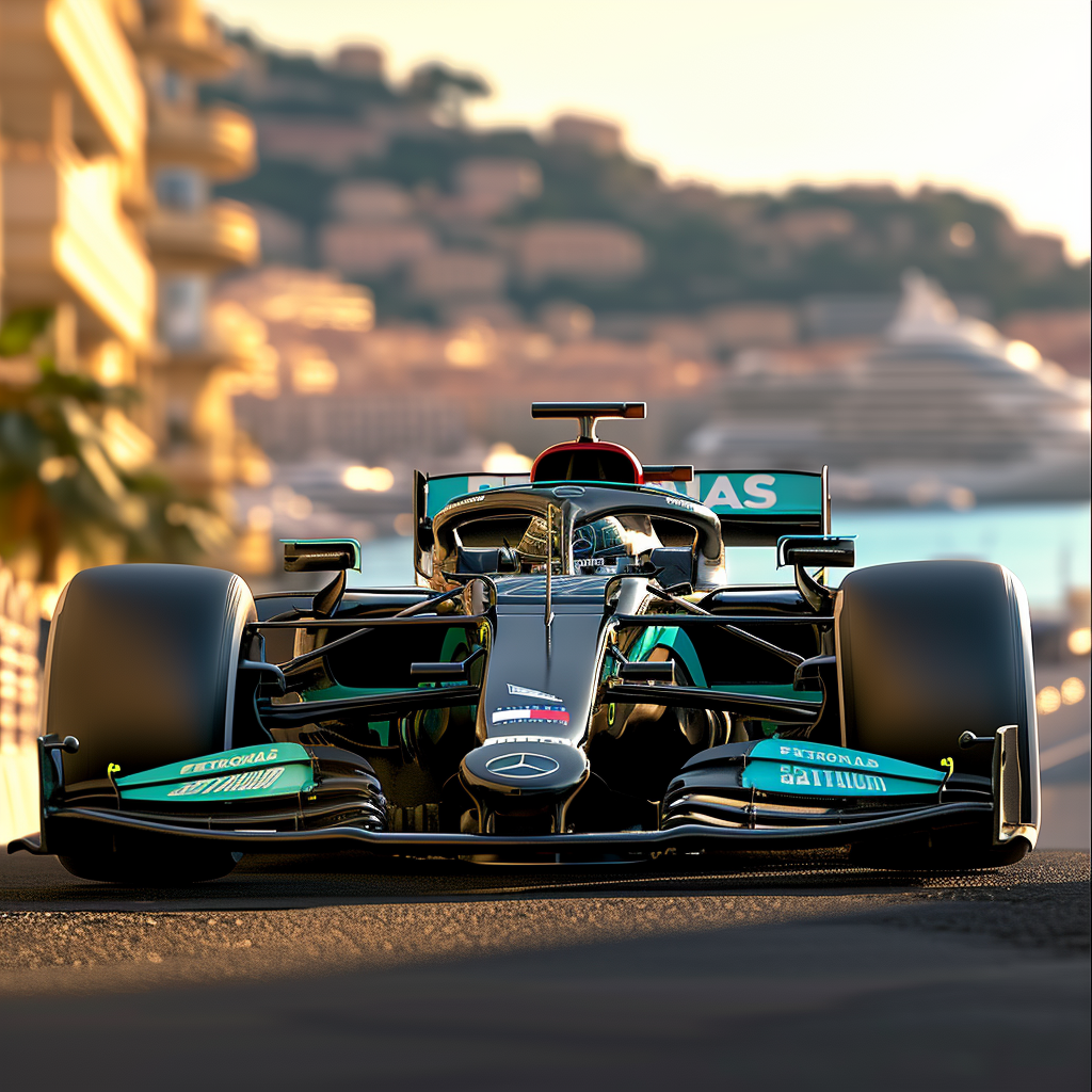 Pixcar Black Teal Formula One Mercedes Benz in Monaco