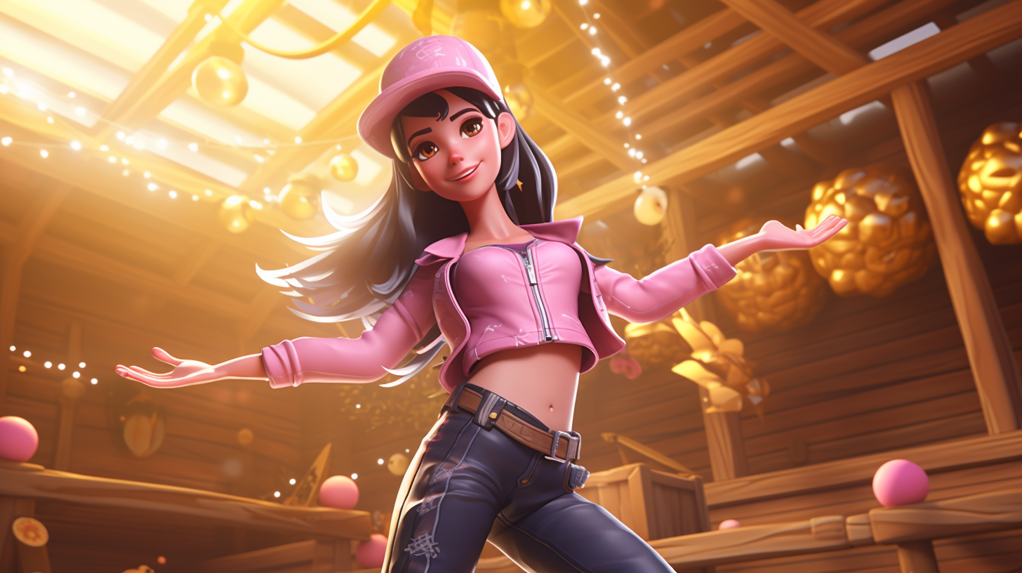 Fortnite girl dancing in barn background