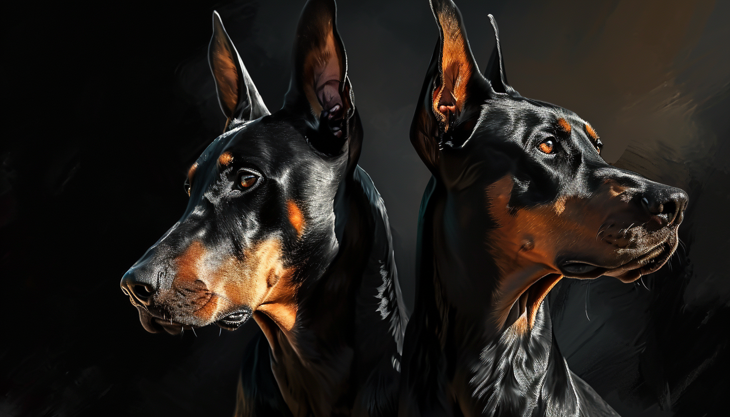 Two Doberman Dogs in Fotorealistic Style