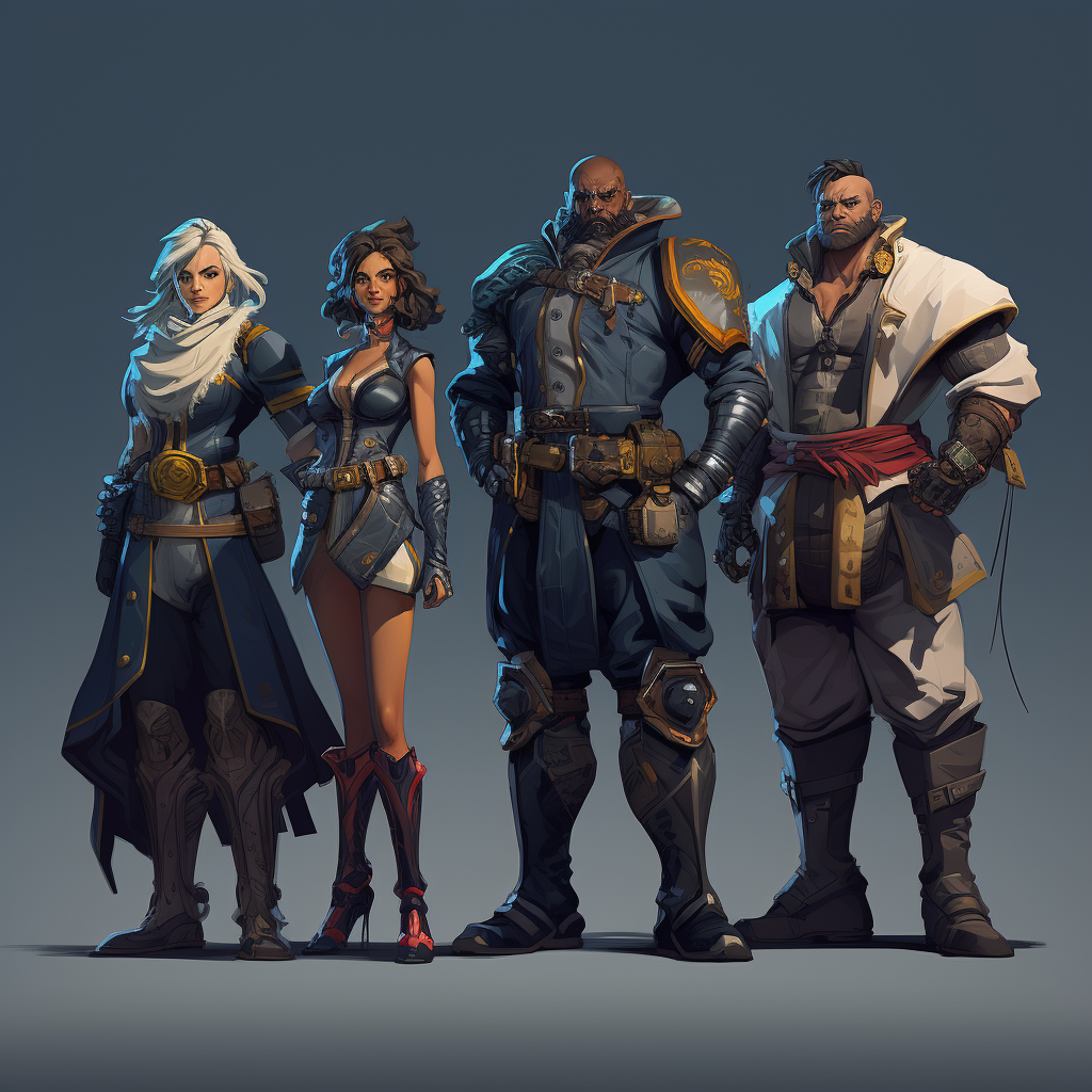 Concept Art of Four Heroes Posing