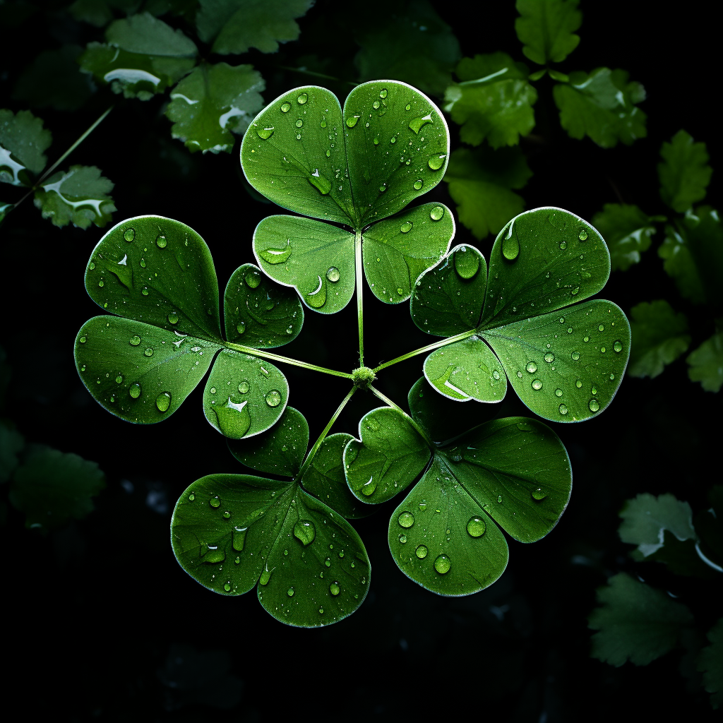 Four leaf clover in dark natural style