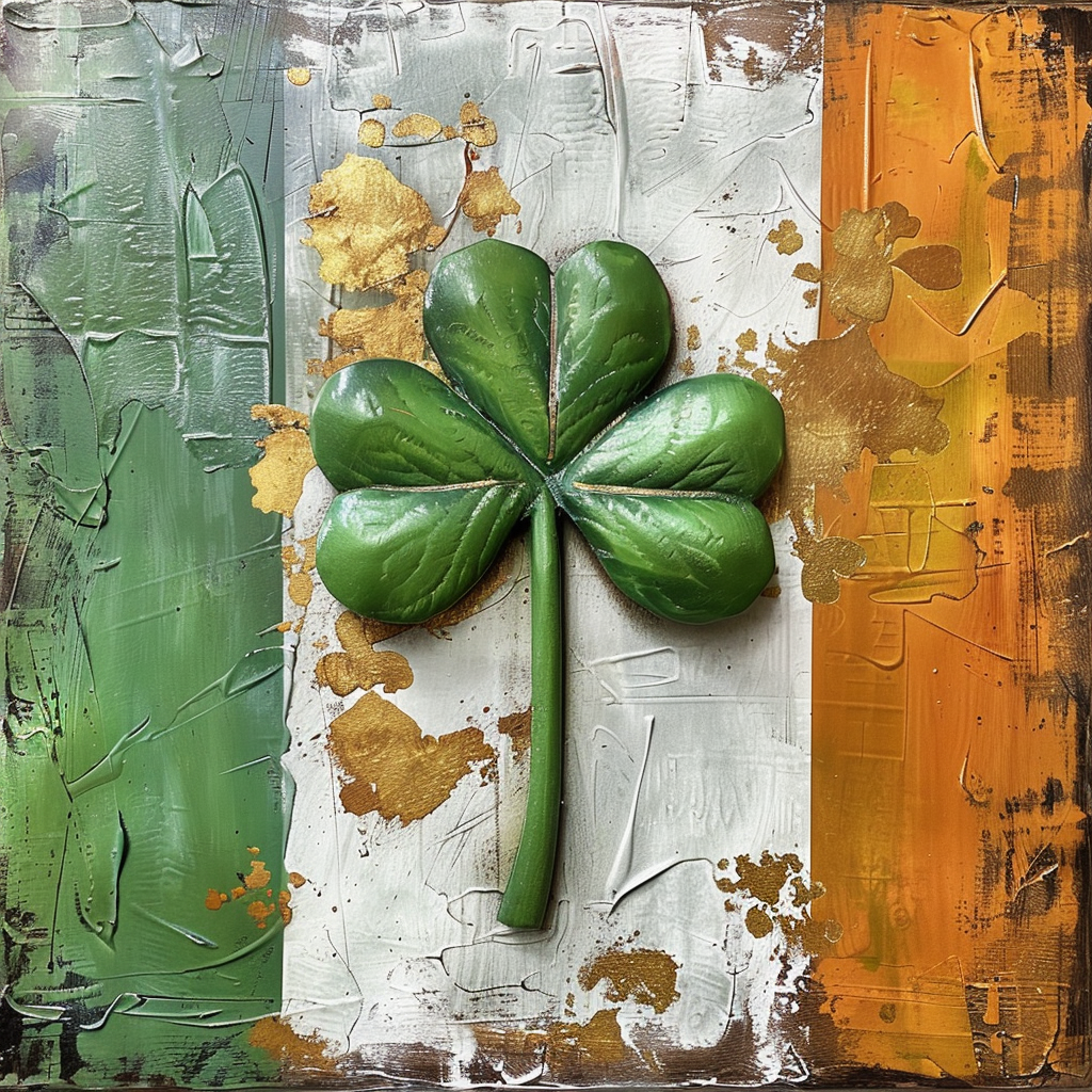 Four Leaf Clover on Irish Flag