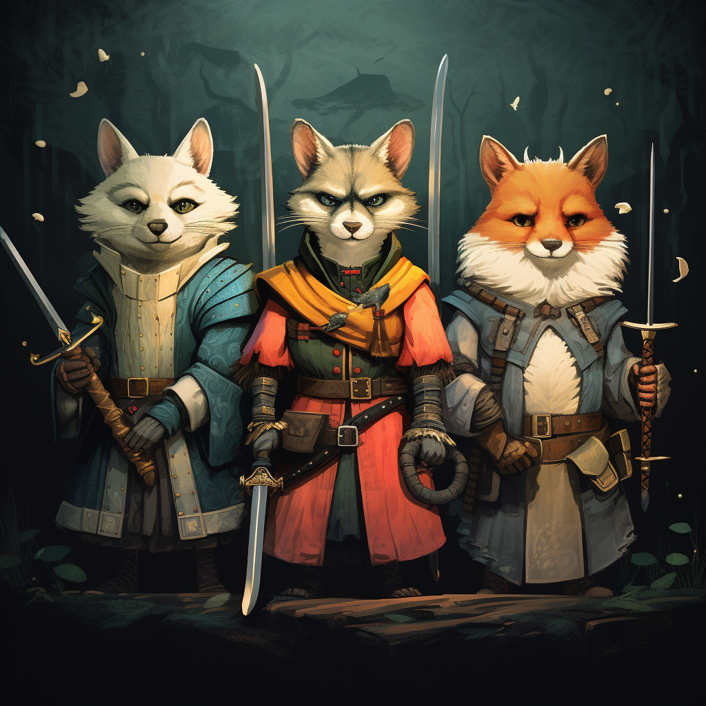 Four Musketeers Cat Bear Fox Wolf