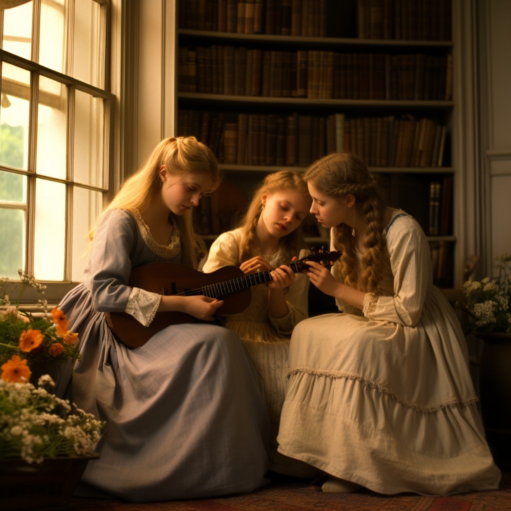 Sisters bonding in 1800s England