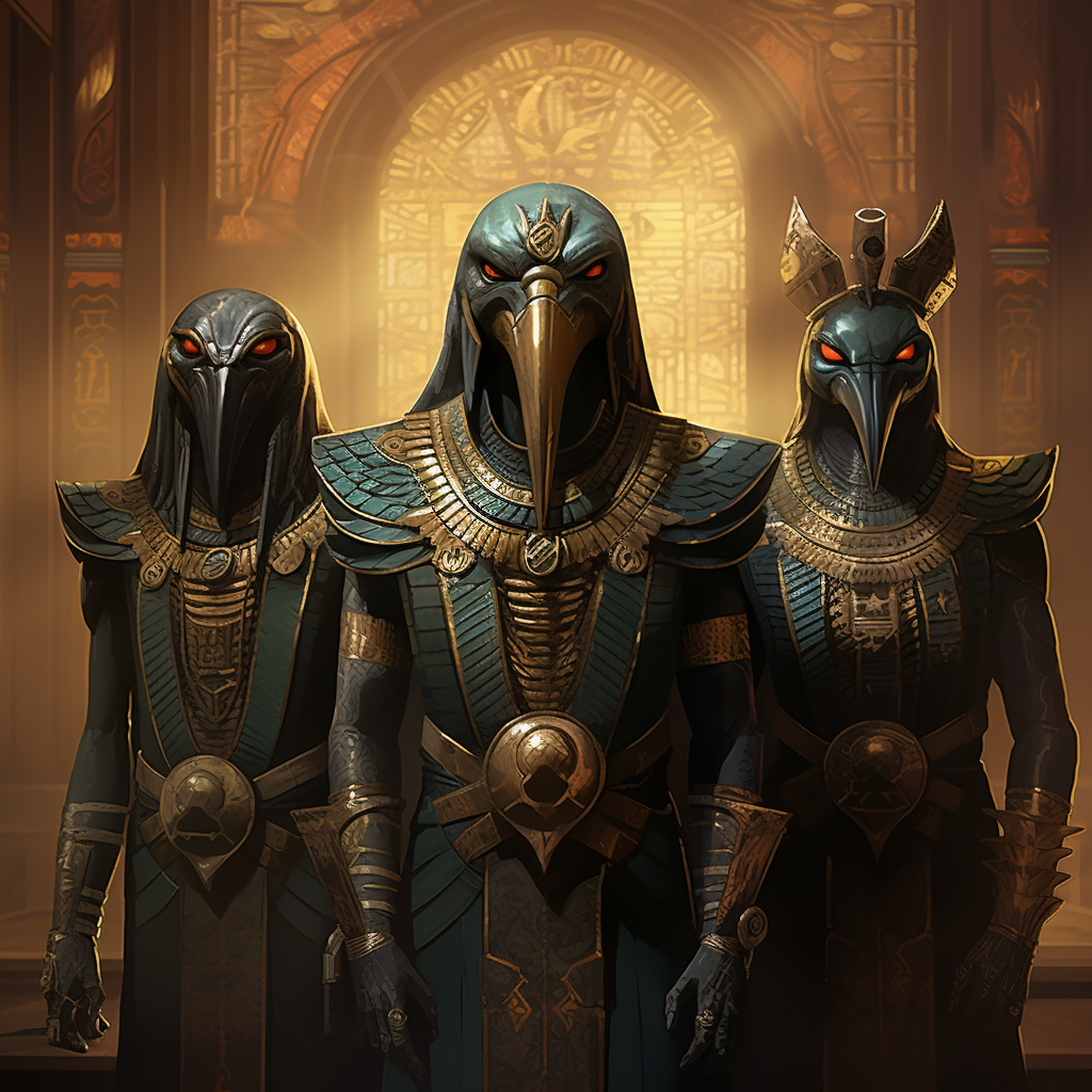 Egyptian mythology artwork of the Four Sons of Horus