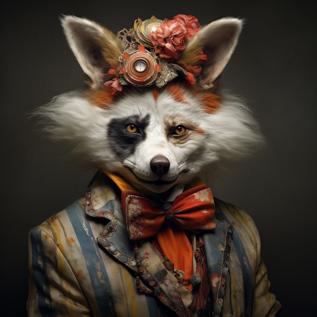 Adorable fox in clown costume