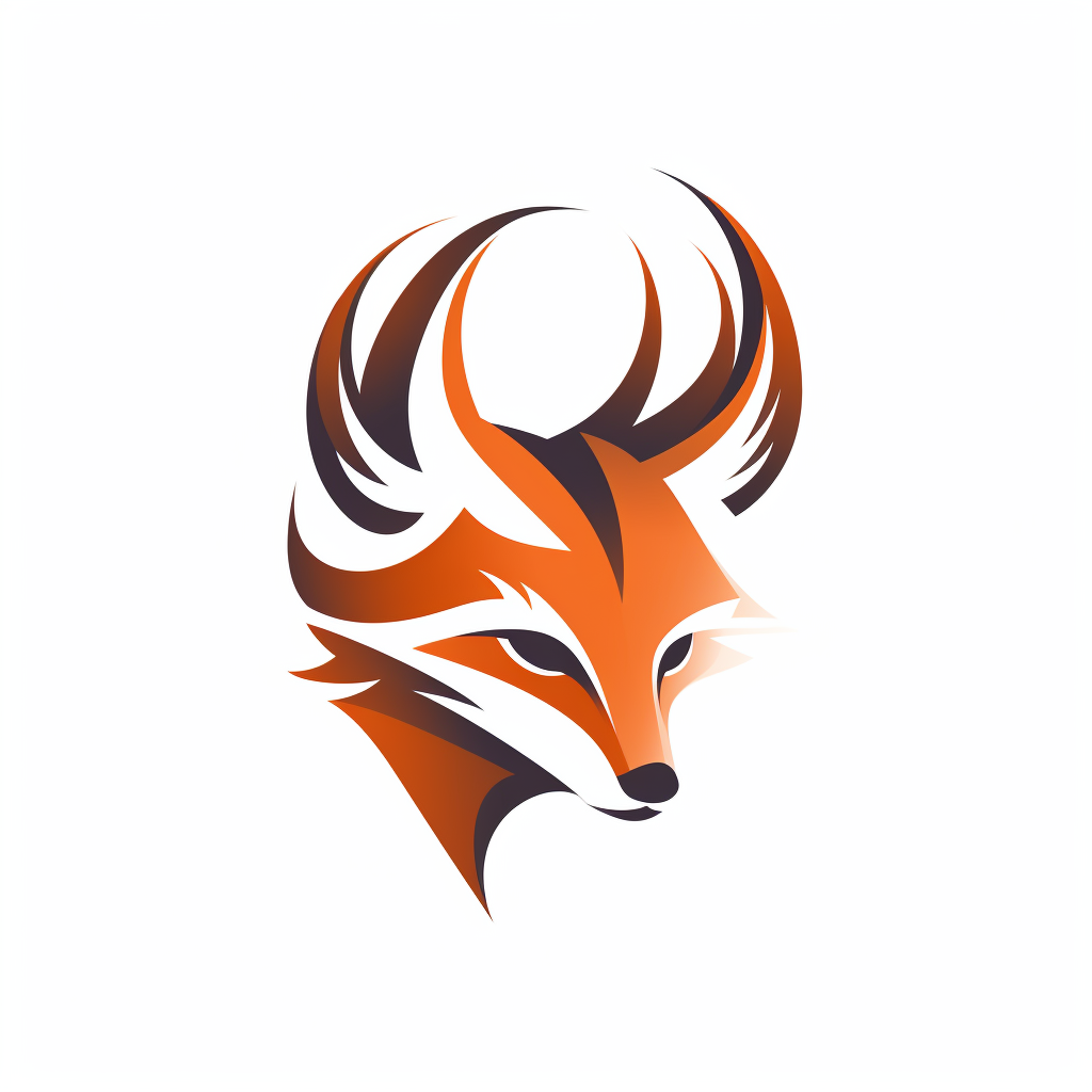 Vector graphic logo of fox head with deer antlers