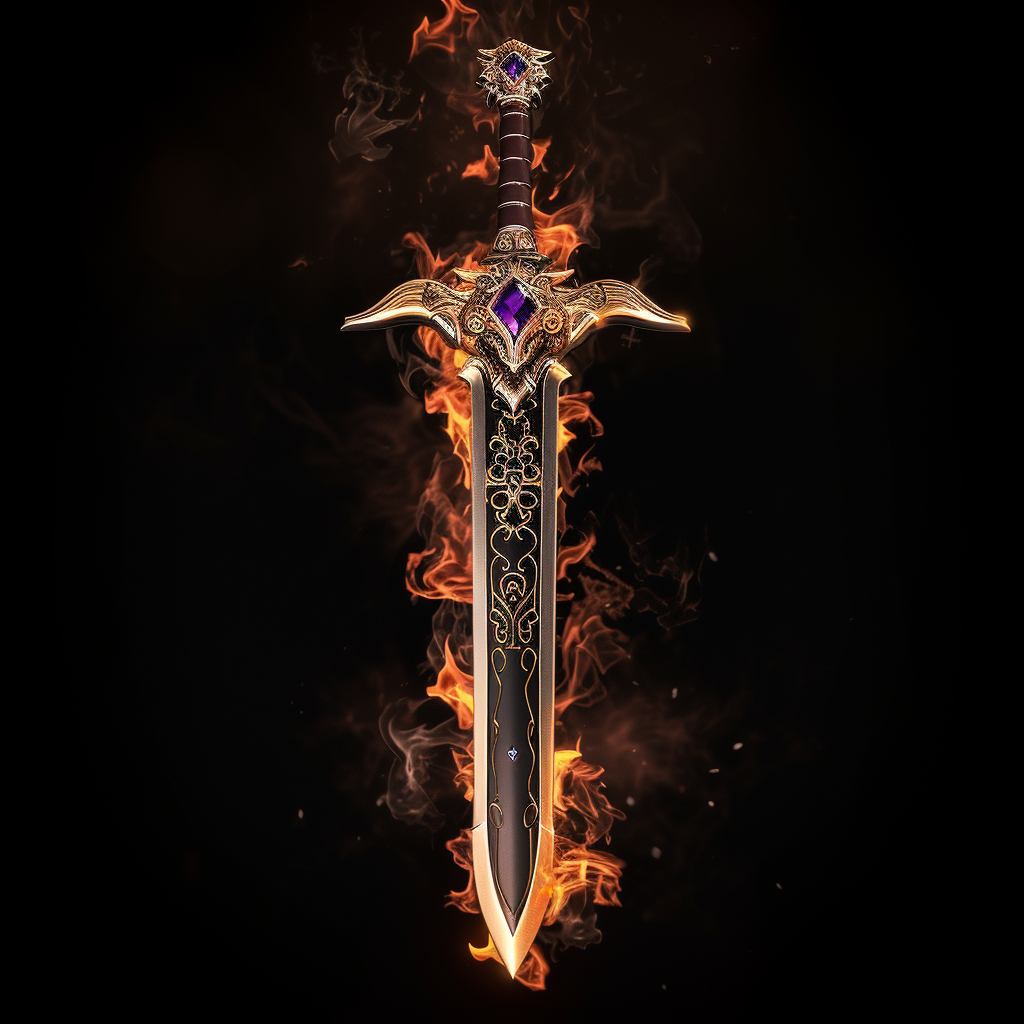 Fox themed sword with black and gold engravings