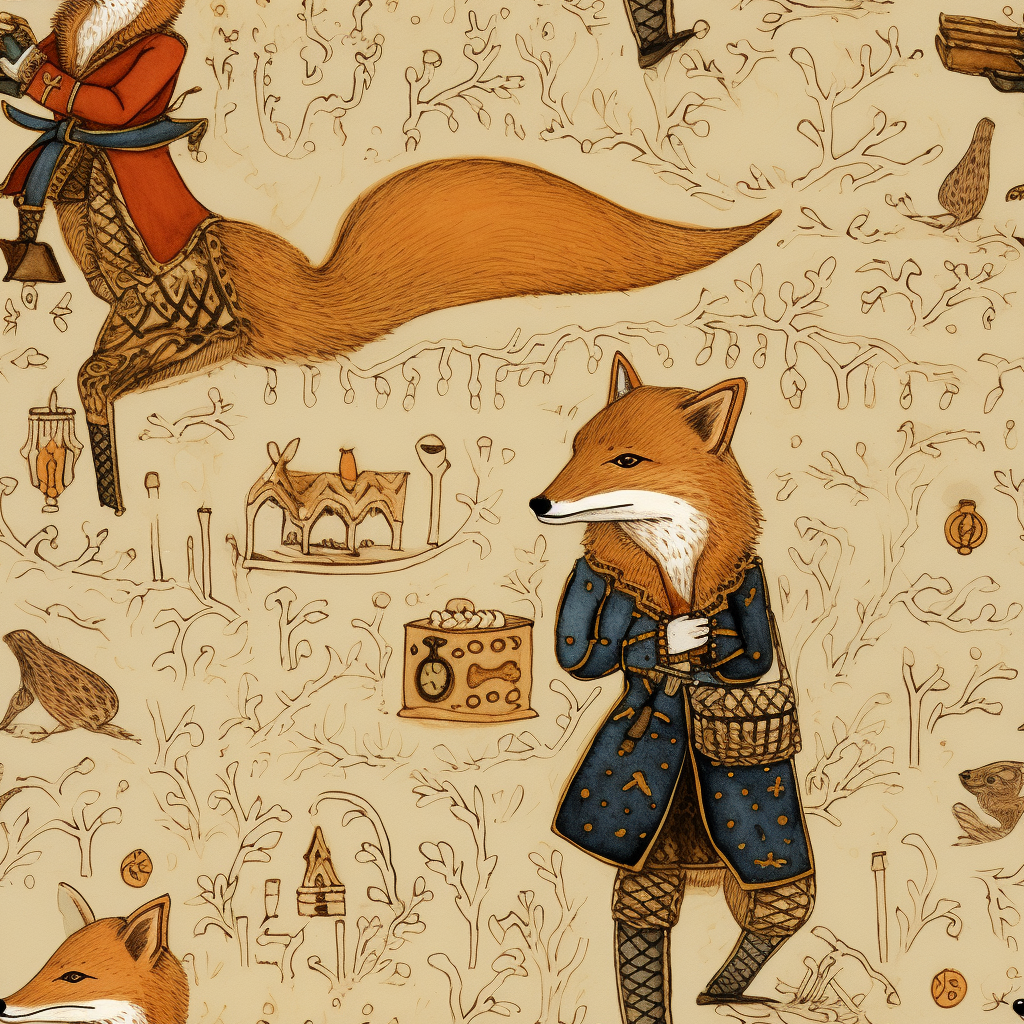 Fox in Waistcoat Chasing Gingerbread Man