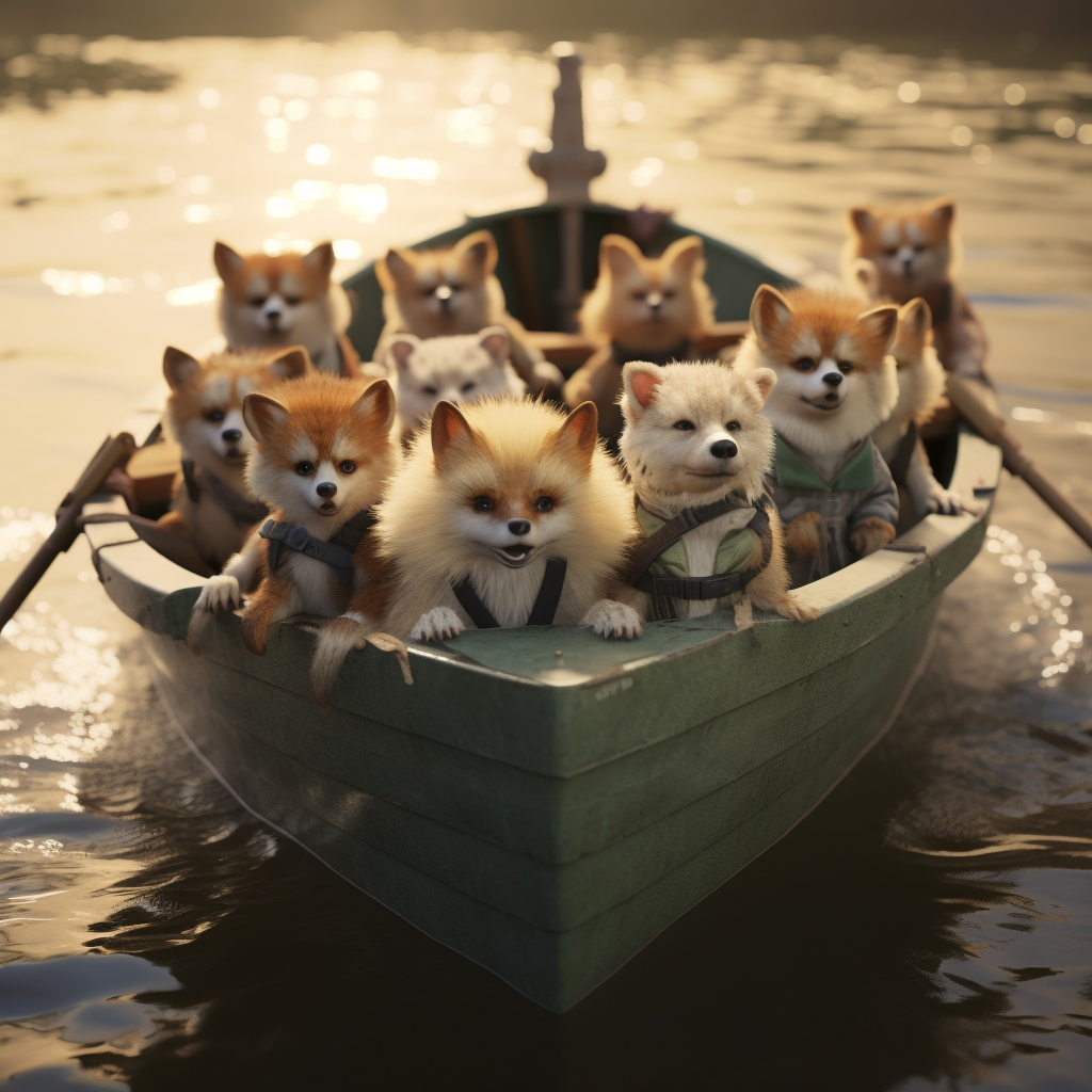 Cute Foxes on a Boat