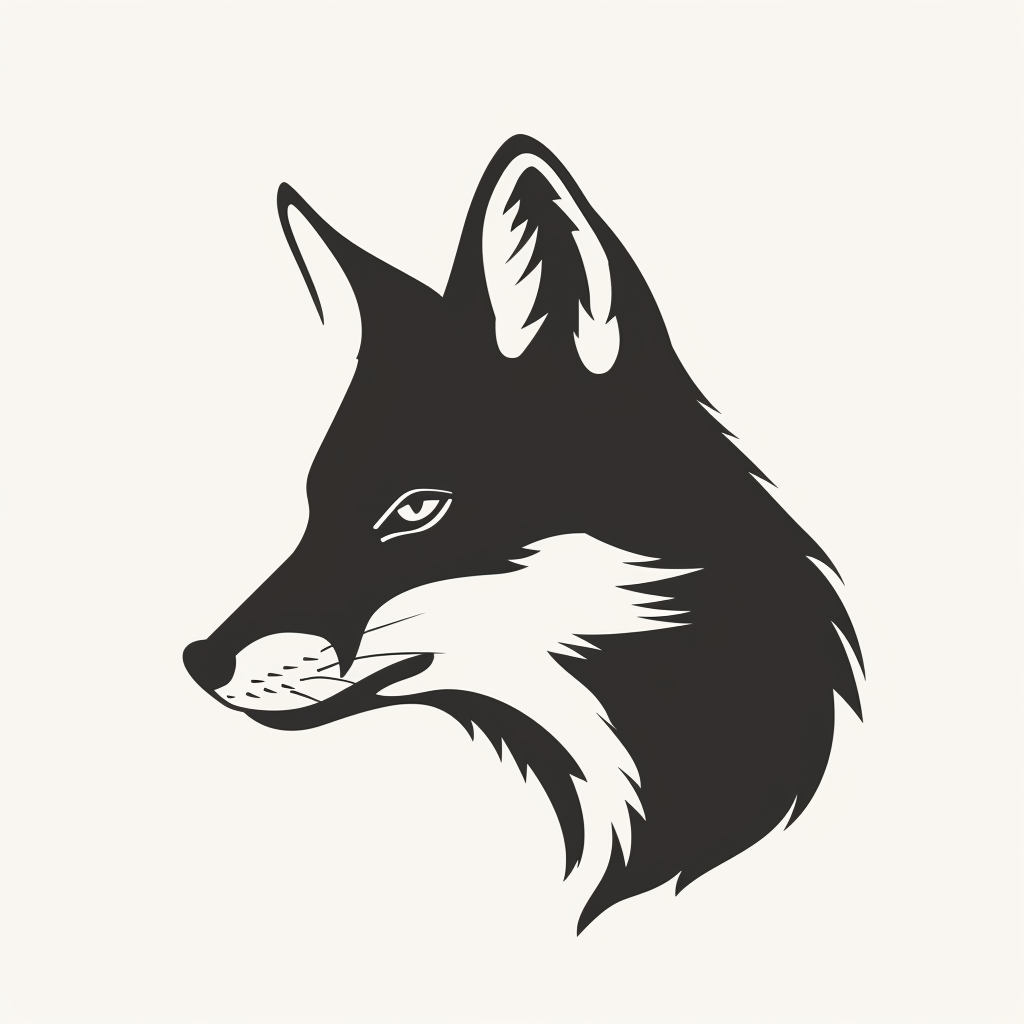 Fox head looking left black icon