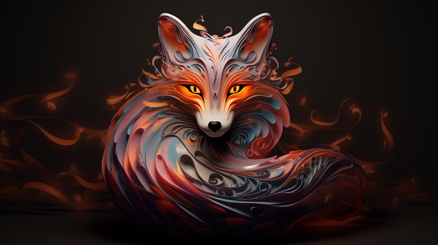 Abstract fractal image of a fox with a rope