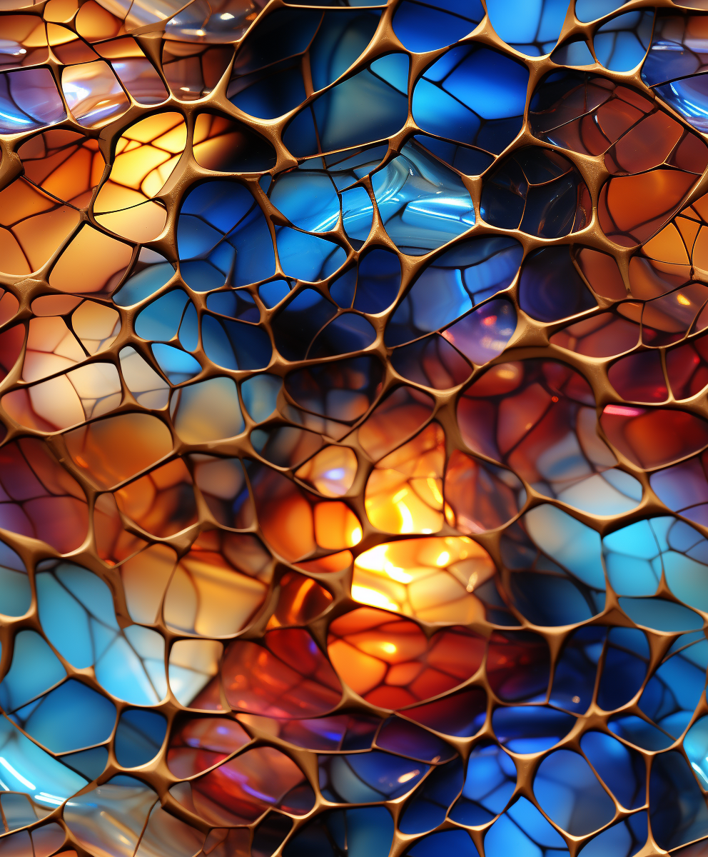 Vibrant fractal Voronoi sacred geometry art in ceramic