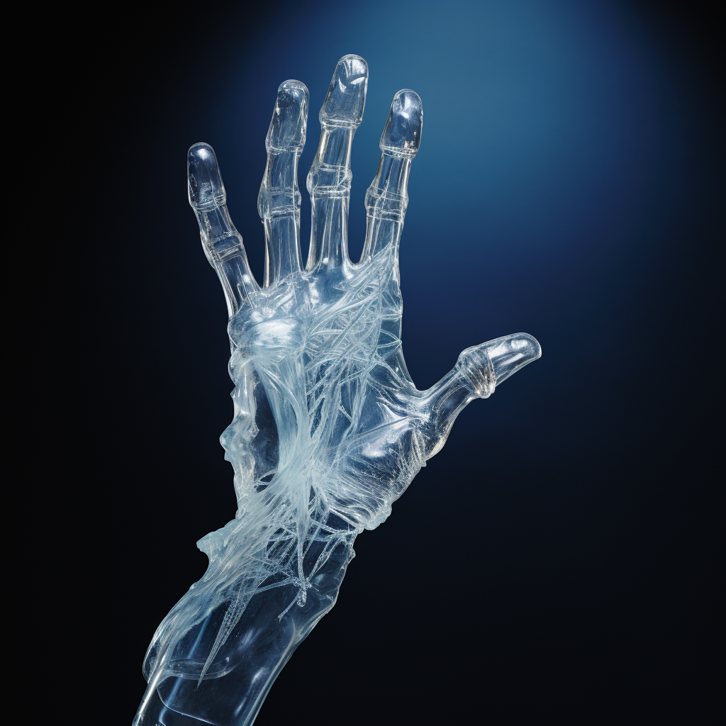 Beautiful fragile ice human hand artwork