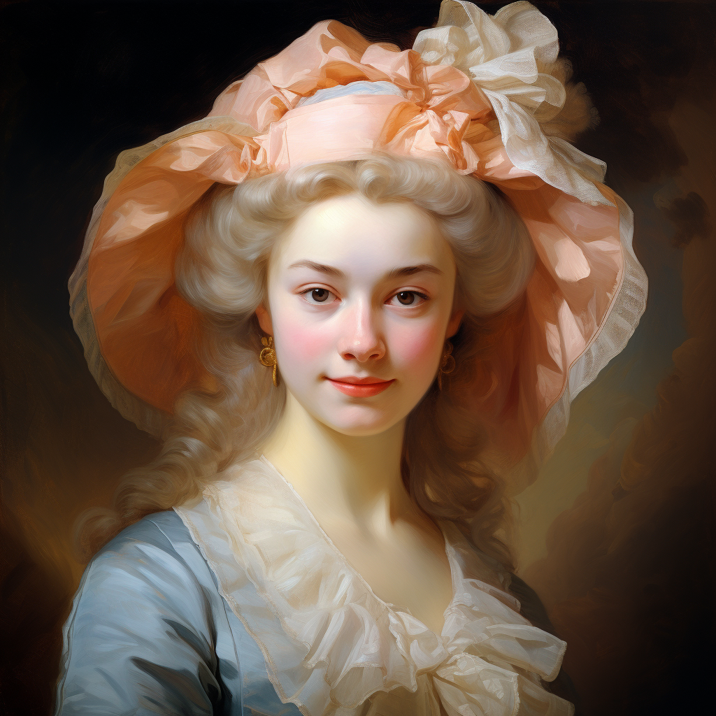 Front view portrait of a pretty girl by Fragonard