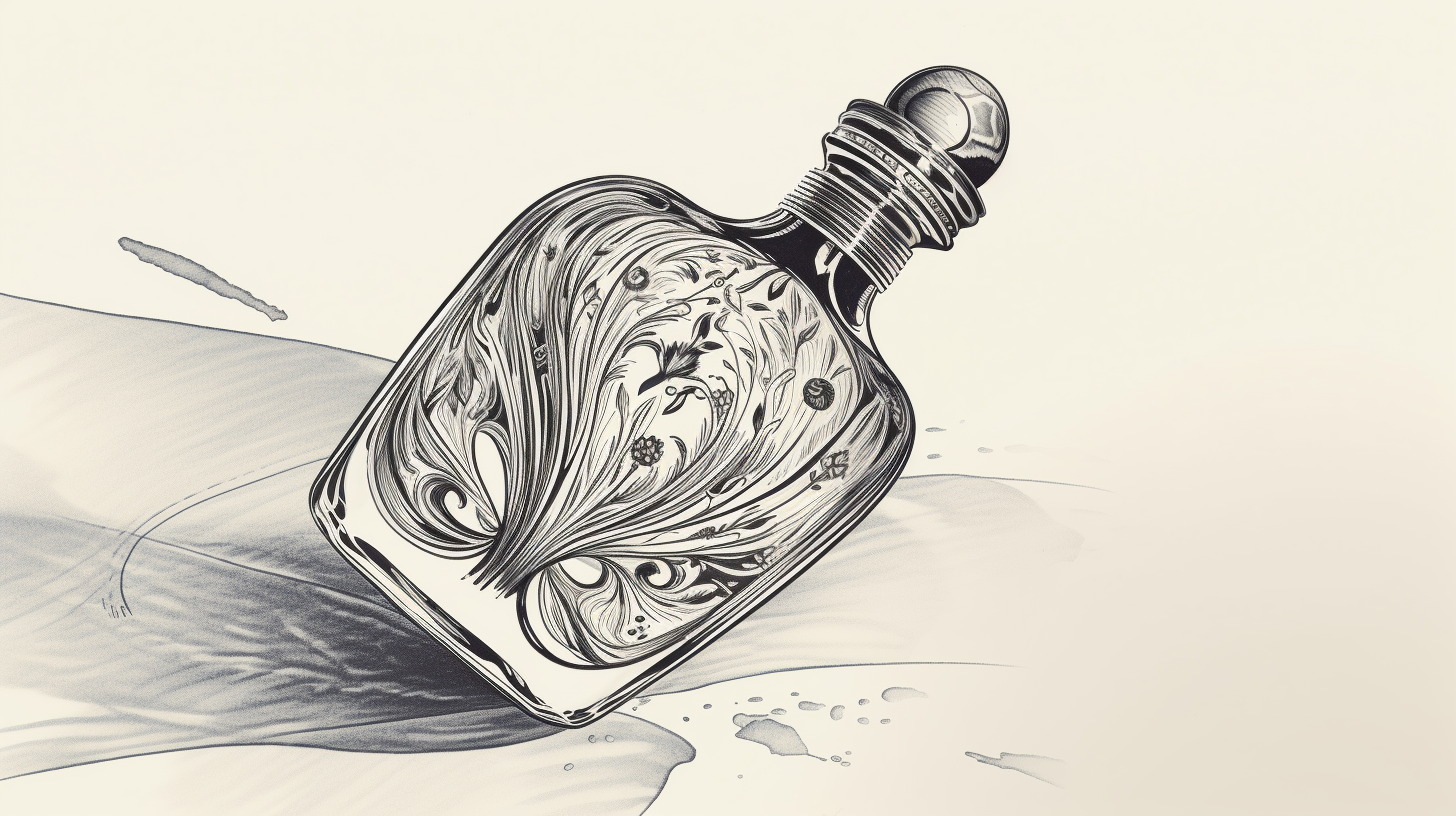 Fragrance bottle in pen stroke style