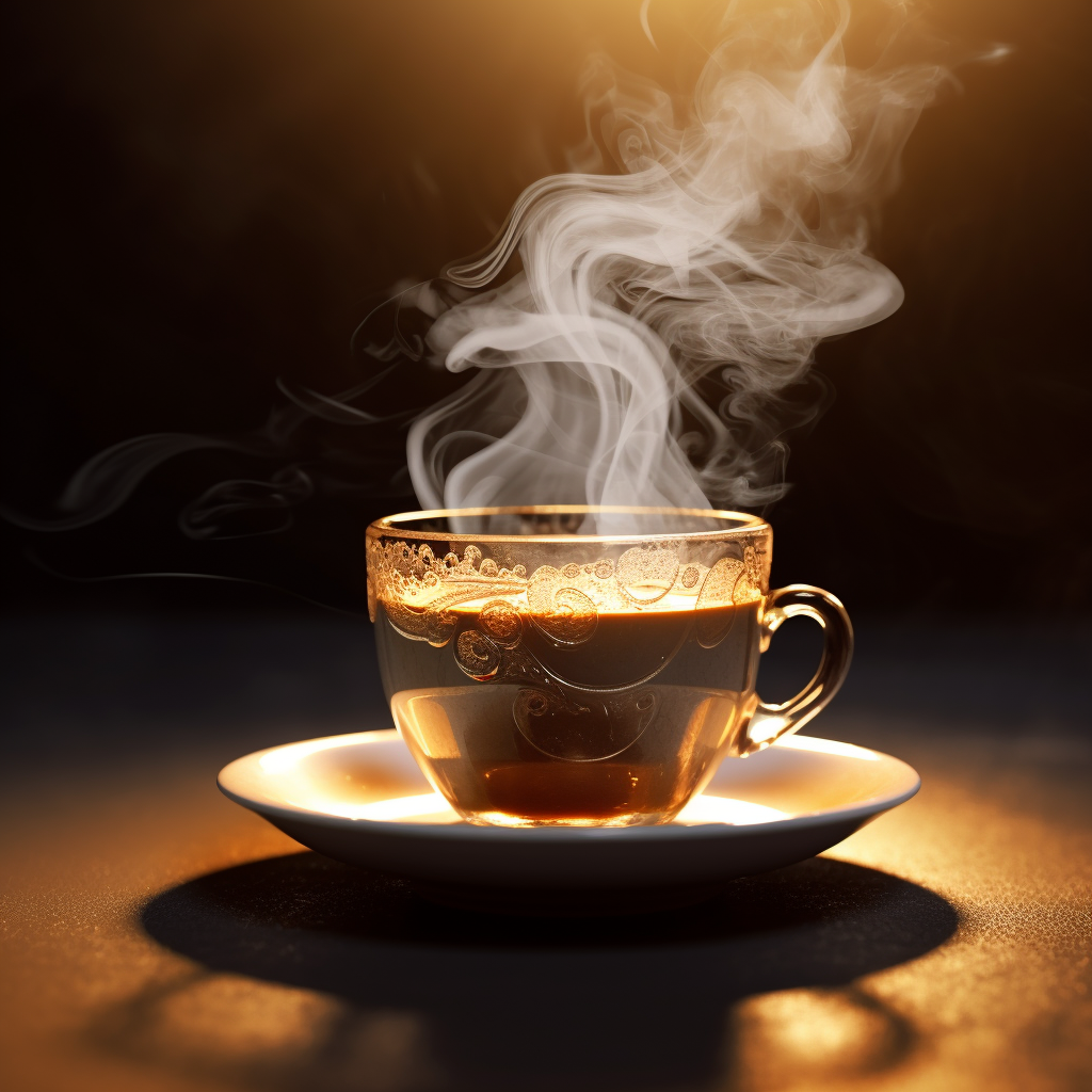 Aromatic coffee cup with smoke