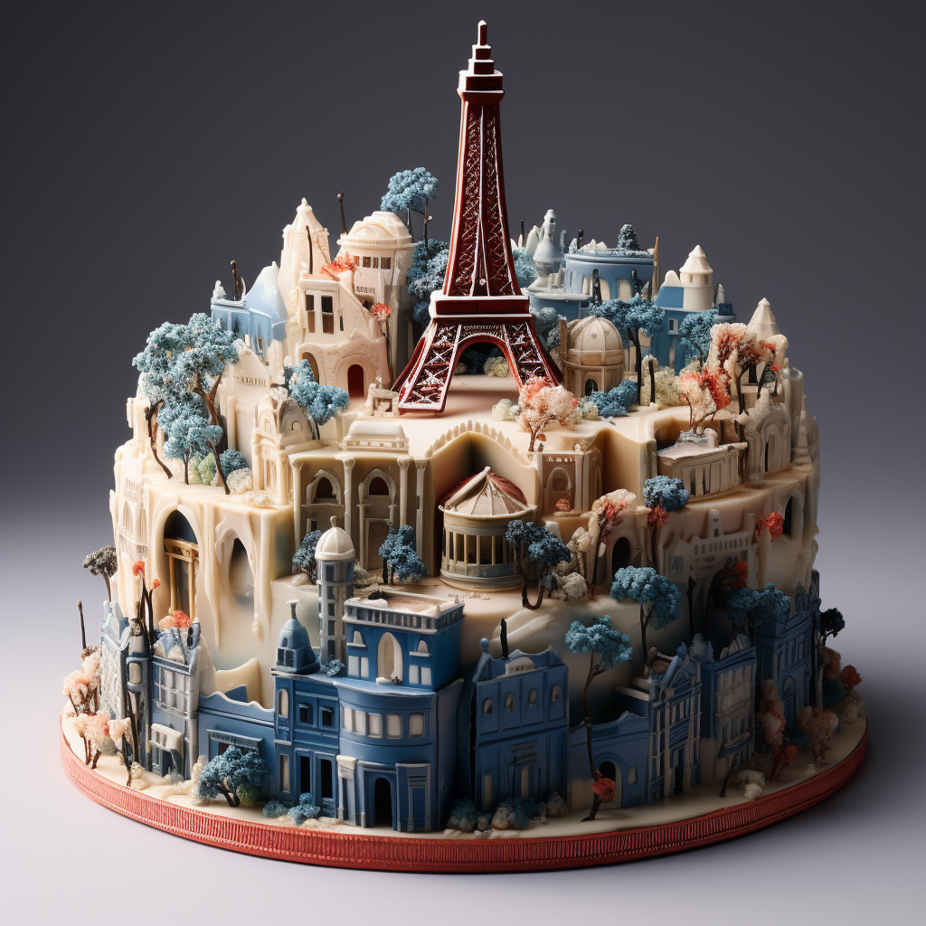 Realistic image of delicious French cakes