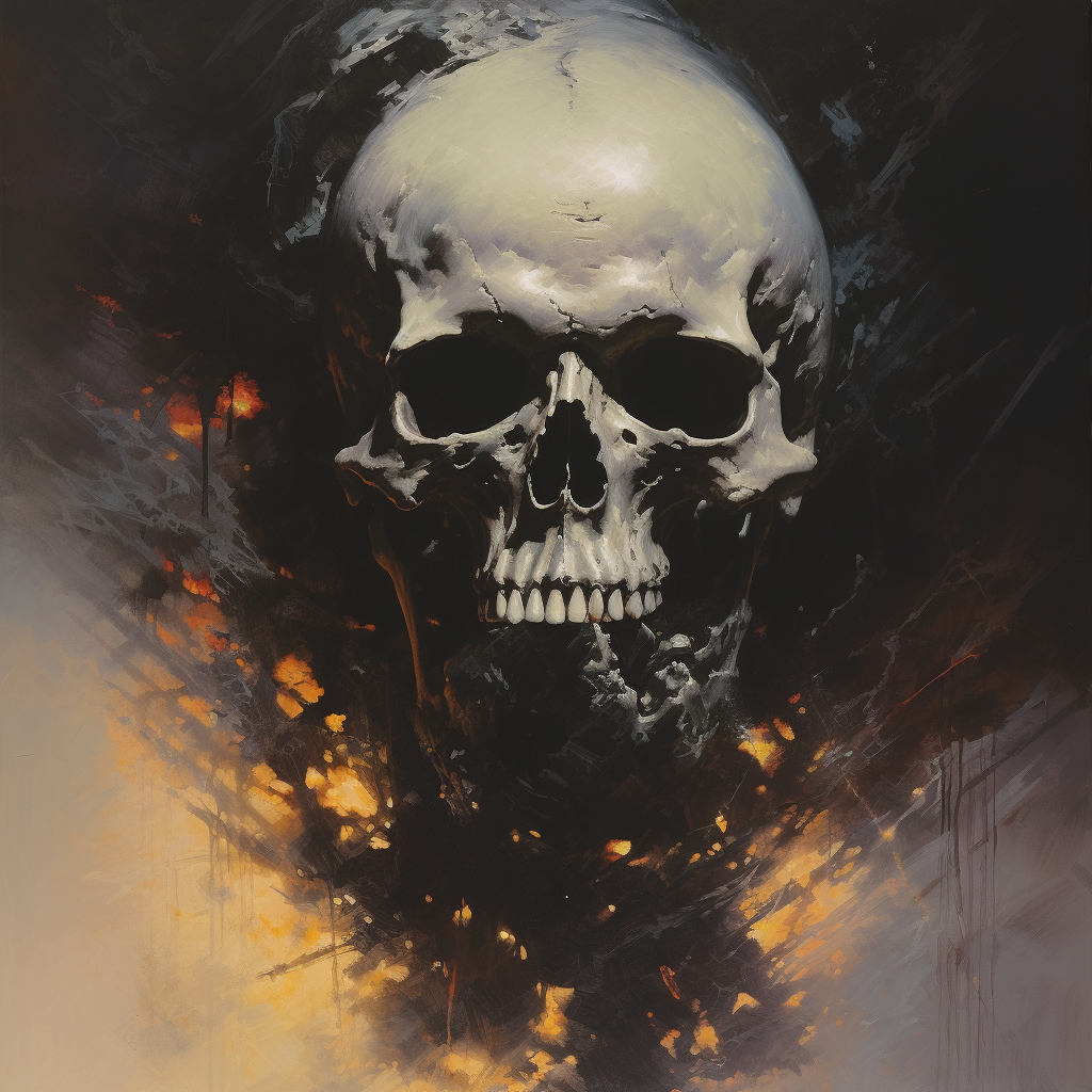 Dark fantasy oil painting skull artwork