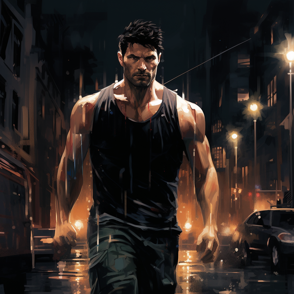 Frank Castle jogging at night