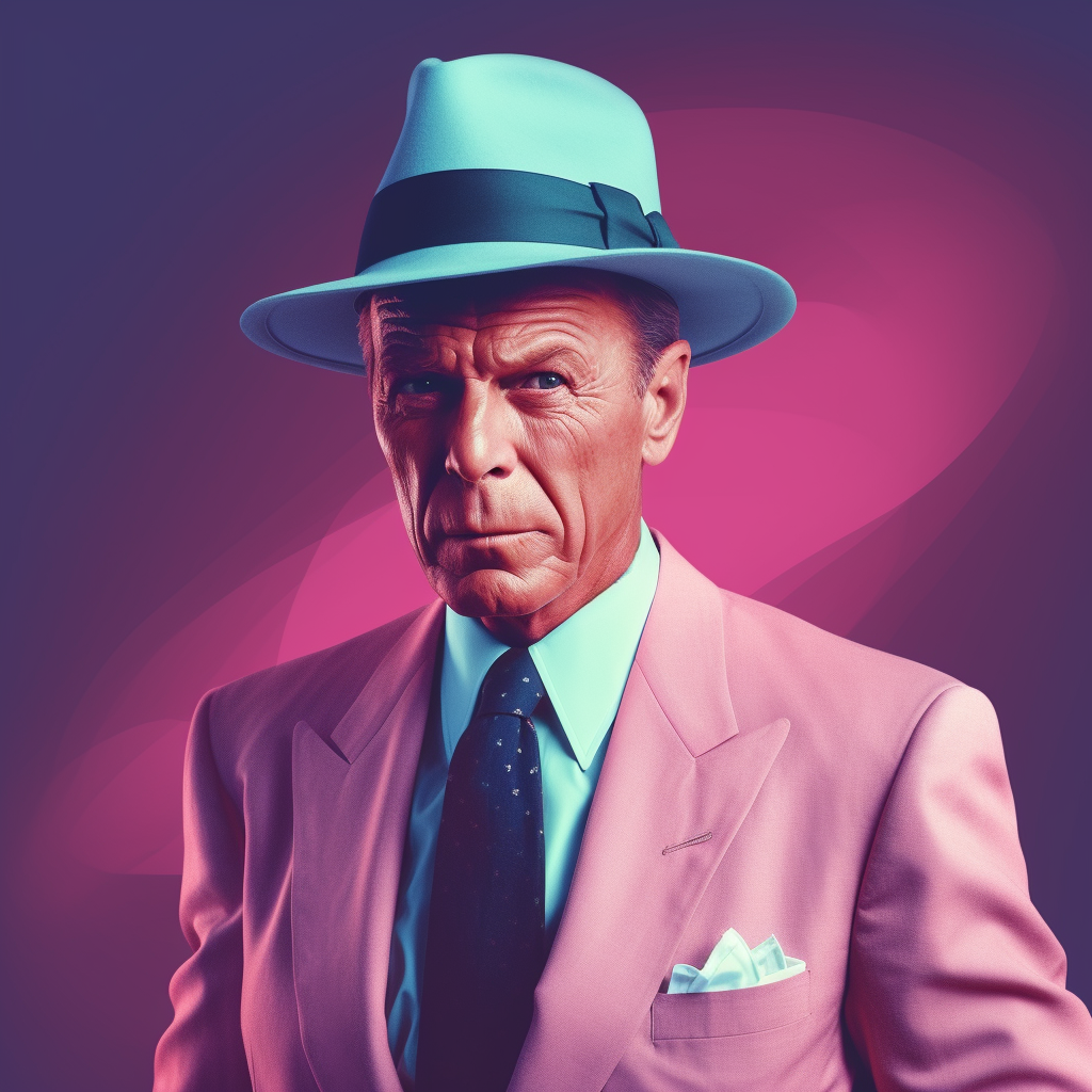 Frank Sinatra in vaporwave cinematic style