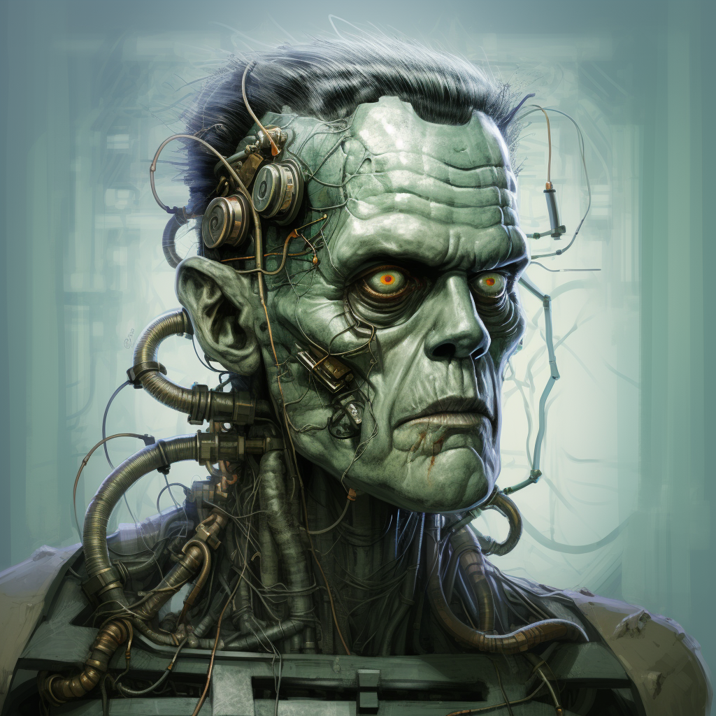 Frankenstein creature creation by Midjourney AI