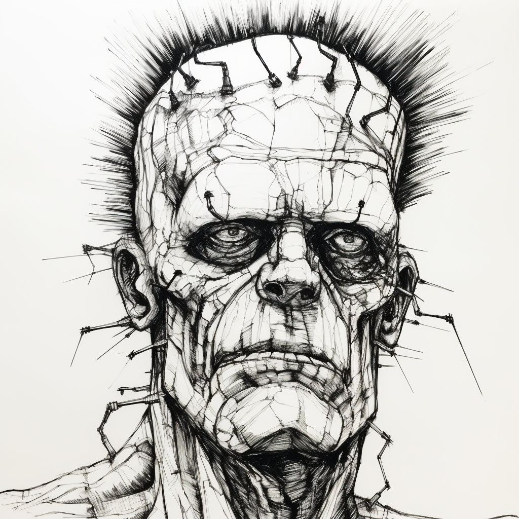 Continuous Line Drawing of Frankenstein Monster