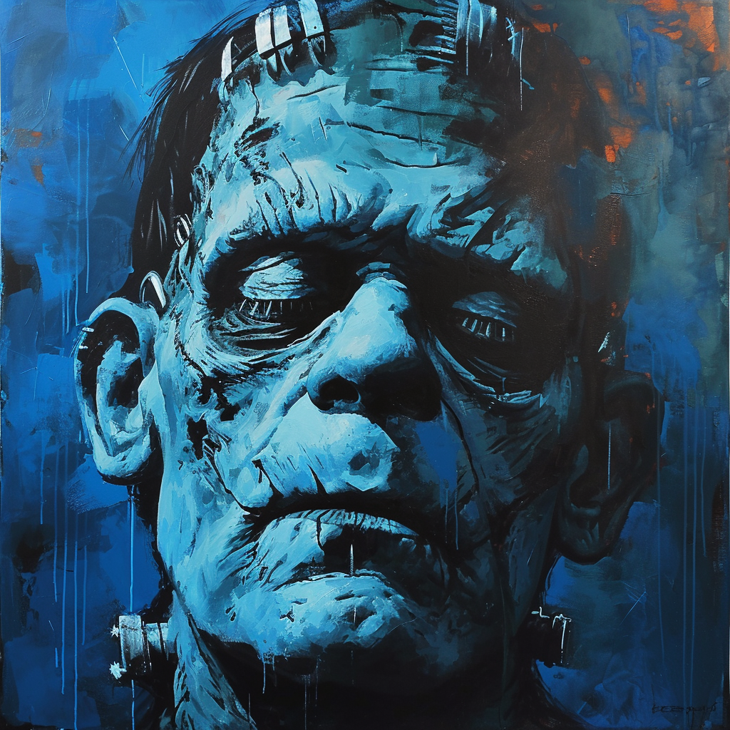 Horror character Frankenstein in Basquat style